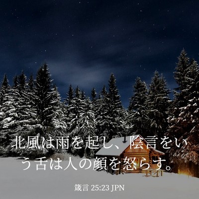 Picture 03 - 箴言 25:23 JPN - 北風は雨を起し、陰言をいう舌は人 - Bible Verse Picture