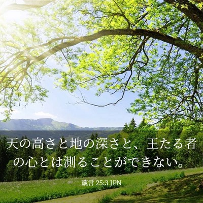 Picture 03 - 箴言 25:3 JPN - 天の高さと地の深さと、王たる者の - Bible Verse Picture