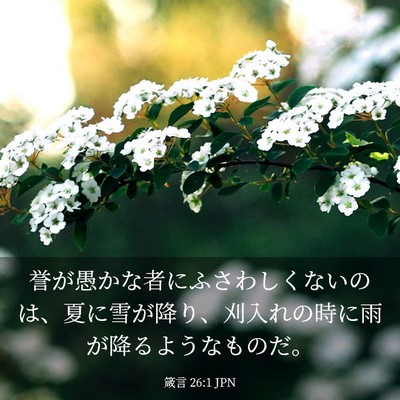 Picture 03 - 箴言 26:1 JPN - 誉が愚かな者にふさわしくないのは - Bible Verse Picture