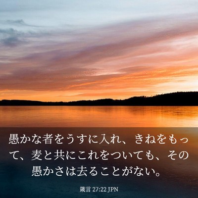 Picture 03 - 箴言 27:22 JPN - 愚かな者をうすに入れ、きねをもっ - Bible Verse Picture