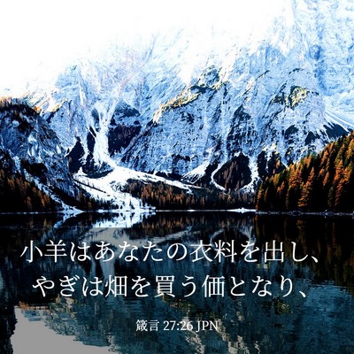 Picture 03 - 箴言 27:26 JPN - 小羊はあなたの衣料を出し、やぎは - Bible Verse Picture