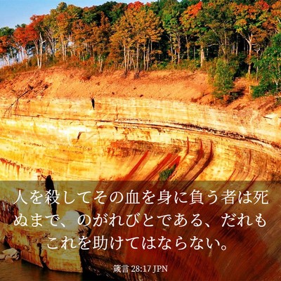 Picture 03 - 箴言 28:17 JPN - 人を殺してその血を身に負う者は死 - Bible Verse Picture