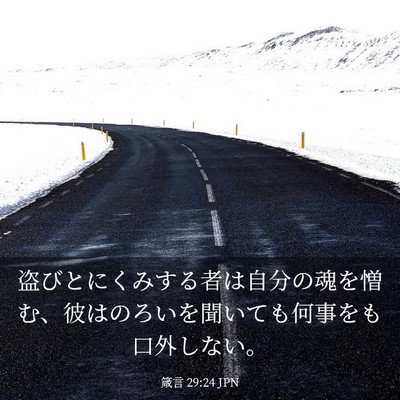 Picture 03 - 箴言 29:24 JPN - 盗びとにくみする者は自分の魂を憎 - Bible Verse Picture