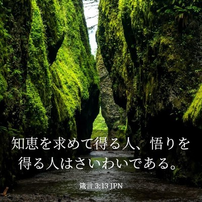 Picture 03 - 箴言 3:13 JPN - 知恵を求めて得る人、悟りを得る人 - Bible Verse Picture