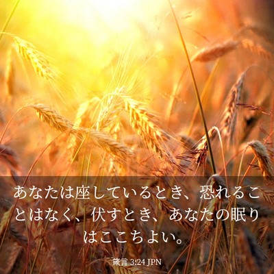Picture 03 - 箴言 3:24 JPN - あなたは座しているとき、恐れるこ - Bible Verse Picture
