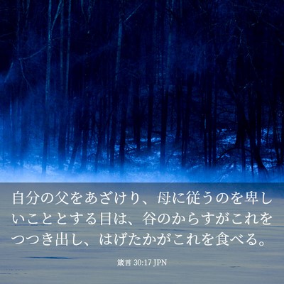 Picture 03 - 箴言 30:17 JPN - 自分の父をあざけり、母に従うのを - Bible Verse Picture