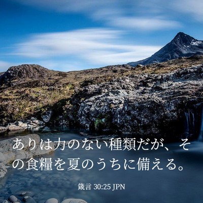 Picture 03 - 箴言 30:25 JPN - ありは力のない種類だが、その食糧 - Bible Verse Picture