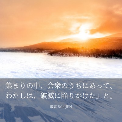 Picture 03 - 箴言 5:14 JPN - 集まりの中、会衆のうちにあって、 - Bible Verse Picture