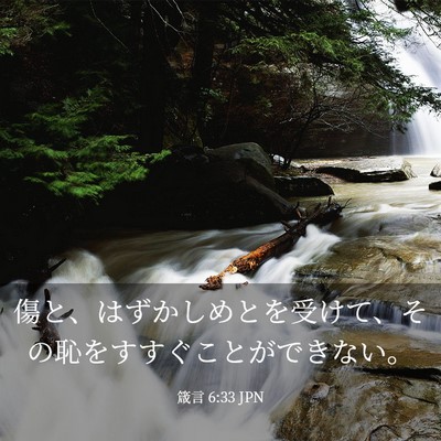 Picture 03 - 箴言 6:33 JPN - 傷と、はずかしめとを受けて、その - Bible Verse Picture