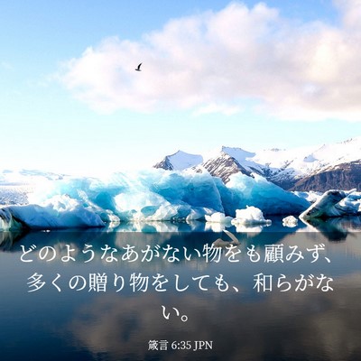 Picture 03 - 箴言 6:35 JPN - どのようなあがない物をも顧みず、 - Bible Verse Picture
