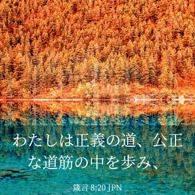 Picture 03 - 箴言 8:20 JPN - わたしは正義の道、公正な道筋の中 - Bible Verse Picture