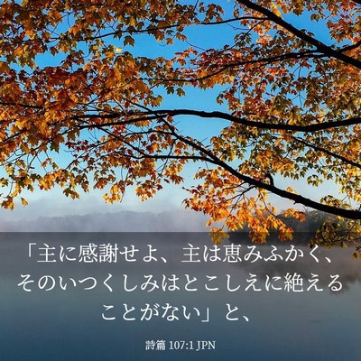 Picture 03 - 詩篇 107:1 JPN - 「主に感謝せよ、主は恵みふかく、 - Bible Verse Picture