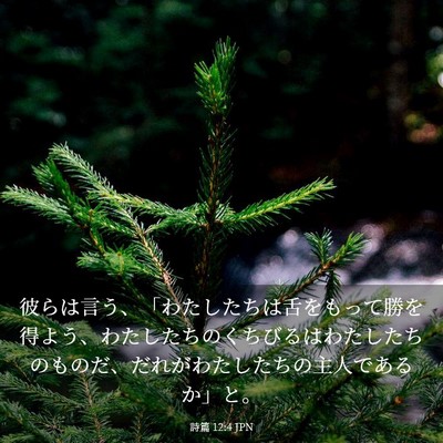 Picture 03 - 詩篇 12:4 JPN - 彼らは言う、「わたしたちは舌をも - Bible Verse Picture