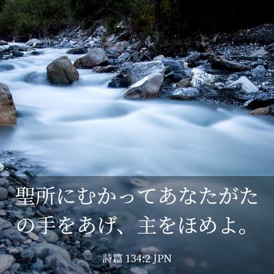 Picture 03 - 詩篇 134:2 JPN - 聖所にむかってあなたがたの手をあ - Bible Verse Picture