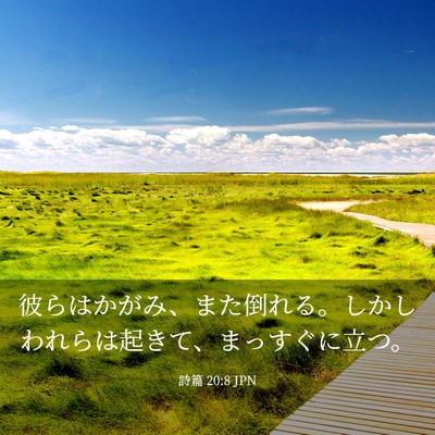 Picture 03 - 詩篇 20:8 JPN - 彼らはかがみ、また倒れる。しかし - Bible Verse Picture