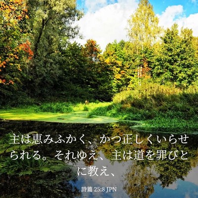 Picture 03 - 詩篇 25:8 JPN - 主は恵みふかく、かつ正しくいらせ - Bible Verse Picture