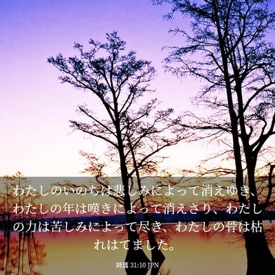 Picture 03 - 詩篇 31:10 JPN - わたしのいのちは悲しみによって消 - Bible Verse Picture