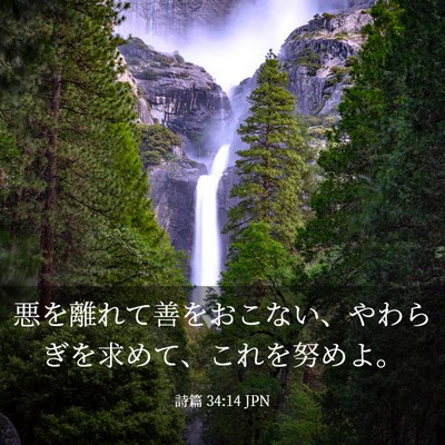 Picture 03 - 詩篇 34:14 JPN - 悪を離れて善をおこない、やわらぎ - Bible Verse Picture