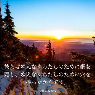 Picture 03 - 詩篇 35:7 JPN - 彼らはゆえなくわたしのために網を - Bible Verse Picture