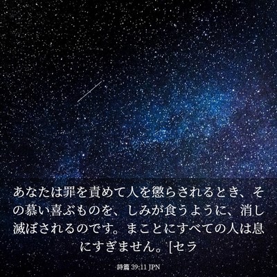Picture 03 - 詩篇 39:11 JPN - あなたは罪を責めて人を懲らされる - Bible Verse Picture