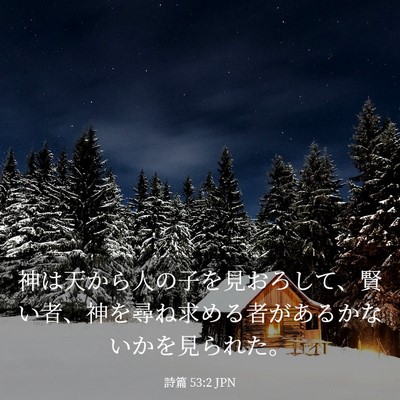 Picture 03 - 詩篇 53:2 JPN - 神は天から人の子を見おろして、賢 - Bible Verse Picture