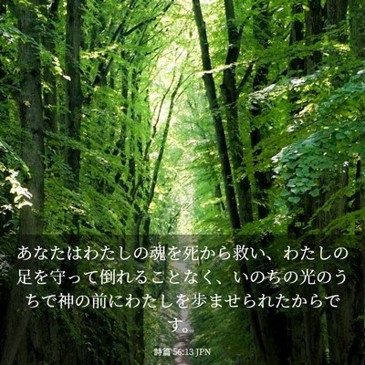 Picture 03 - 詩篇 56:13 JPN - あなたはわたしの魂を死から救い、 - Bible Verse Picture