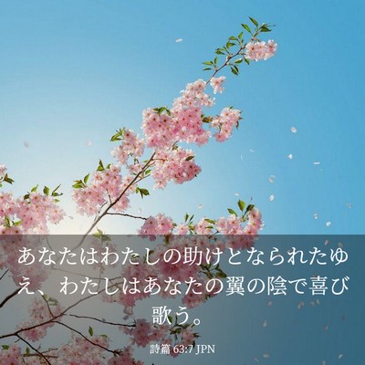 Picture 03 - 詩篇 63:7 JPN - あなたはわたしの助けとなられたゆ - Bible Verse Picture