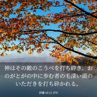 Picture 03 - 詩篇 68:21 JPN - 神はその敵のこうべを打ち砕き、お - Bible Verse Picture
