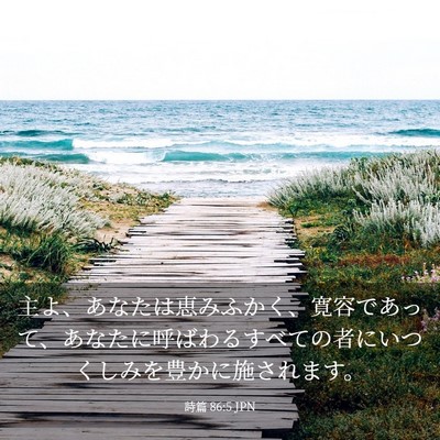 Picture 03 - 詩篇 86:5 JPN - 主よ、あなたは恵みふかく、寛容で - Bible Verse Picture
