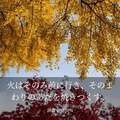 Picture 03 - 詩篇 97:3 JPN - 火はそのみ前に行き、そのまわりの - Bible Verse Picture