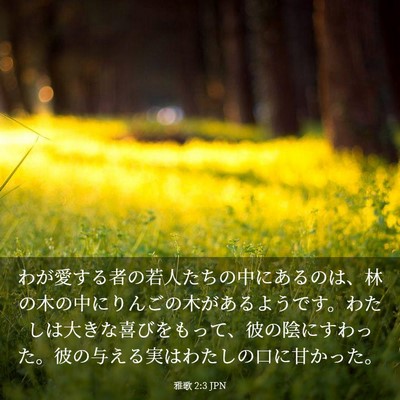 Picture 03 - 雅歌 2:3 JPN - わが愛する者の若人たちの中にある - Bible Verse Picture
