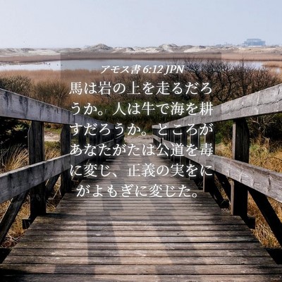 Picture 04 - アモス書 6:12 JPN - 馬は岩の上を走るだろうか。人は牛 - Bible Verse Picture