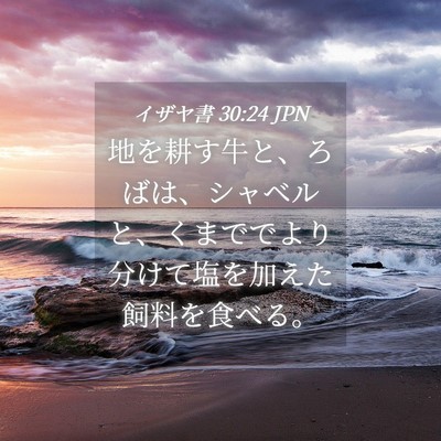 Picture 04 - イザヤ書 30:24 JPN - 地を耕す牛と、ろばは、シャベルと - Bible Verse Picture