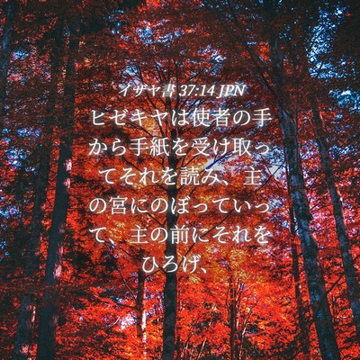 Picture 04 - イザヤ書 37:14 JPN - ヒゼキヤは使者の手から手紙を受け - Bible Verse Picture