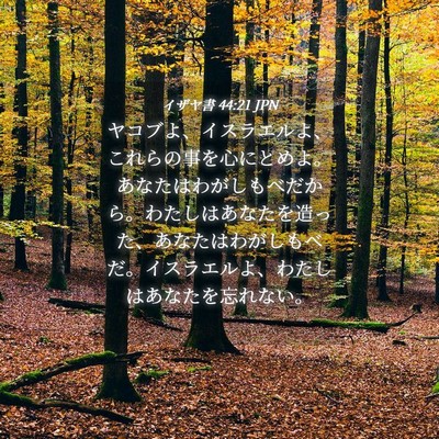 Picture 04 - イザヤ書 44:21 JPN - ヤコブよ、イスラエルよ、これらの - Bible Verse Picture