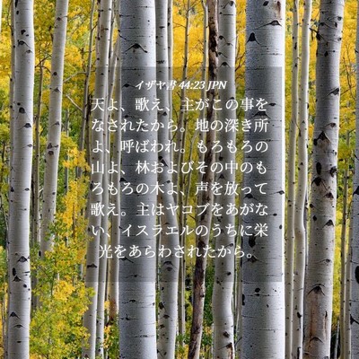 Picture 04 - イザヤ書 44:23 JPN - 天よ、歌え、主がこの事をなされた - Bible Verse Picture