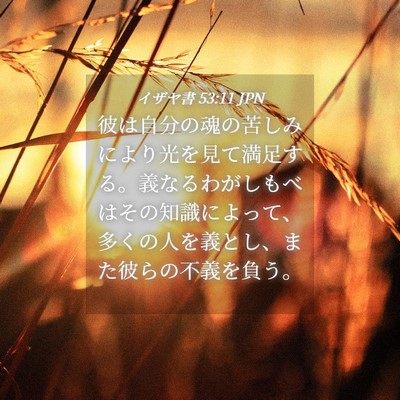 Picture 04 - イザヤ書 53:11 JPN - 彼は自分の魂の苦しみにより光を見 - Bible Verse Picture