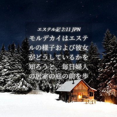 Picture 04 - エステル記 2:11 JPN - モルデカイはエステルの様子および - Bible Verse Picture