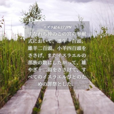 Picture 04 - エズラ記 6:17 JPN - すなわち神のこの宮の奉献式におい - Bible Verse Picture