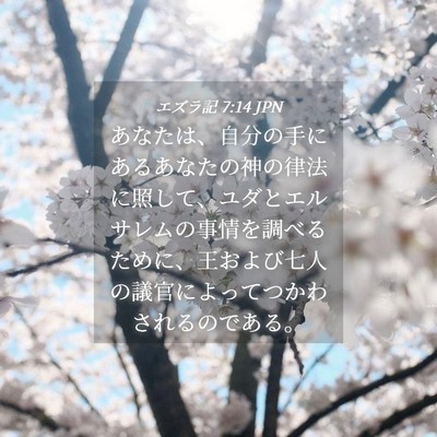 Picture 04 - エズラ記 7:14 JPN - あなたは、自分の手にあるあなたの - Bible Verse Picture