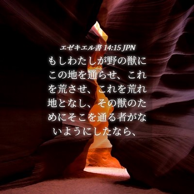 Picture 04 - エゼキエル書 14:15 JPN - もしわたしが野の獣にこの地を通ら - Bible Verse Picture