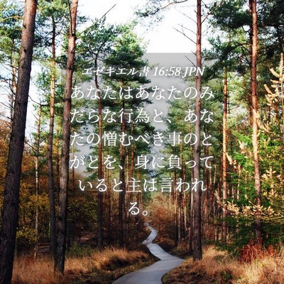 Picture 04 - エゼキエル書 16:58 JPN - あなたはあなたのみだらな行為と、 - Bible Verse Picture