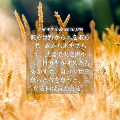 Picture 04 - エゼキエル書 39:10 JPN - 彼らは野から木を取らず、森から木 - Bible Verse Picture