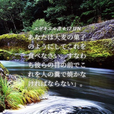 Picture 04 - エゼキエル書 4:12 JPN - あなたは大麦の菓子のようにしてこ - Bible Verse Picture