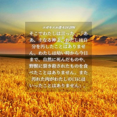 Picture 04 - エゼキエル書 4:14 JPN - そこでわたしは言った、「ああ、主 - Bible Verse Picture