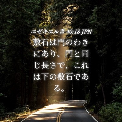 Picture 04 - エゼキエル書 40:18 JPN - 敷石は門のわきにあり、門と同じ長 - Bible Verse Picture
