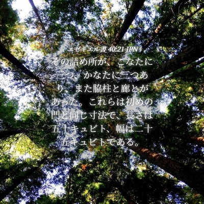 Picture 04 - エゼキエル書 40:21 JPN - その詰め所が、こなたに三つ、かな - Bible Verse Picture