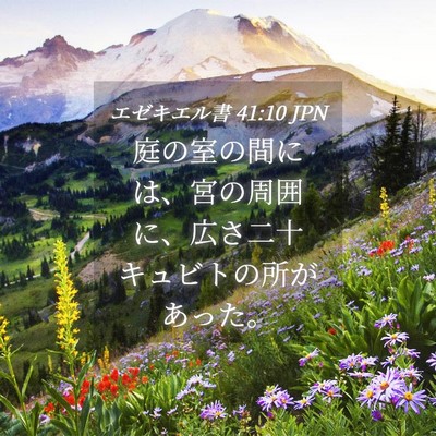 Picture 04 - エゼキエル書 41:10 JPN - 庭の室の間には、宮の周囲に、広さ - Bible Verse Picture