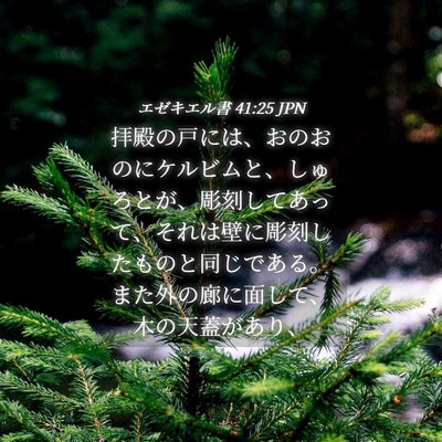 Picture 04 - エゼキエル書 41:25 JPN - 拝殿の戸には、おのおのにケルビム - Bible Verse Picture