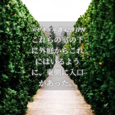 Picture 04 - エゼキエル書 42:9 JPN - これらの室の下に外庭からこれには - Bible Verse Picture